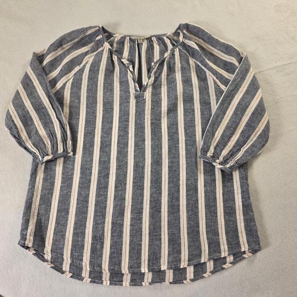 Hester & Orchard Tops - Elegant Striped Navy blouse with red and white stripes